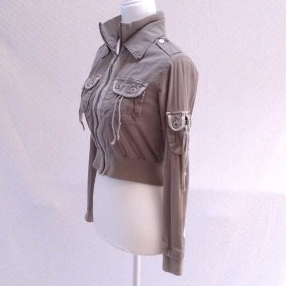 YS USA Army Green Crop Zip Up Jacket - Picture 2 of 10